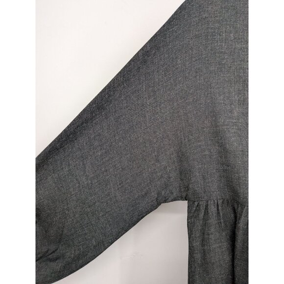 Zara Babydoll Mini Dress Women Size L Button Up Balloon Sleeve Goth Office Y2K - Picture 6 of 11